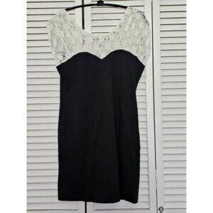 NWT Spicy Girl Top Black White Lace on Top Size Large Party